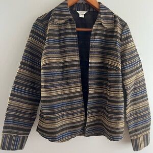 Christopher & Banks Browns and Blue Striped Blazer with Zipper - Size S